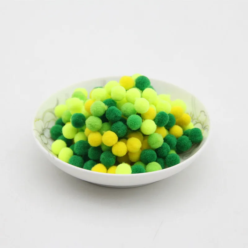 yellow green 8 мм, 600 шт./лот, разноцветные мягкие пушистые Помпоны, меховые шарики, сделай сам, для детей, игрушки, аксессуары, швейные принадлежности, ремесло - Цвет: yellow green