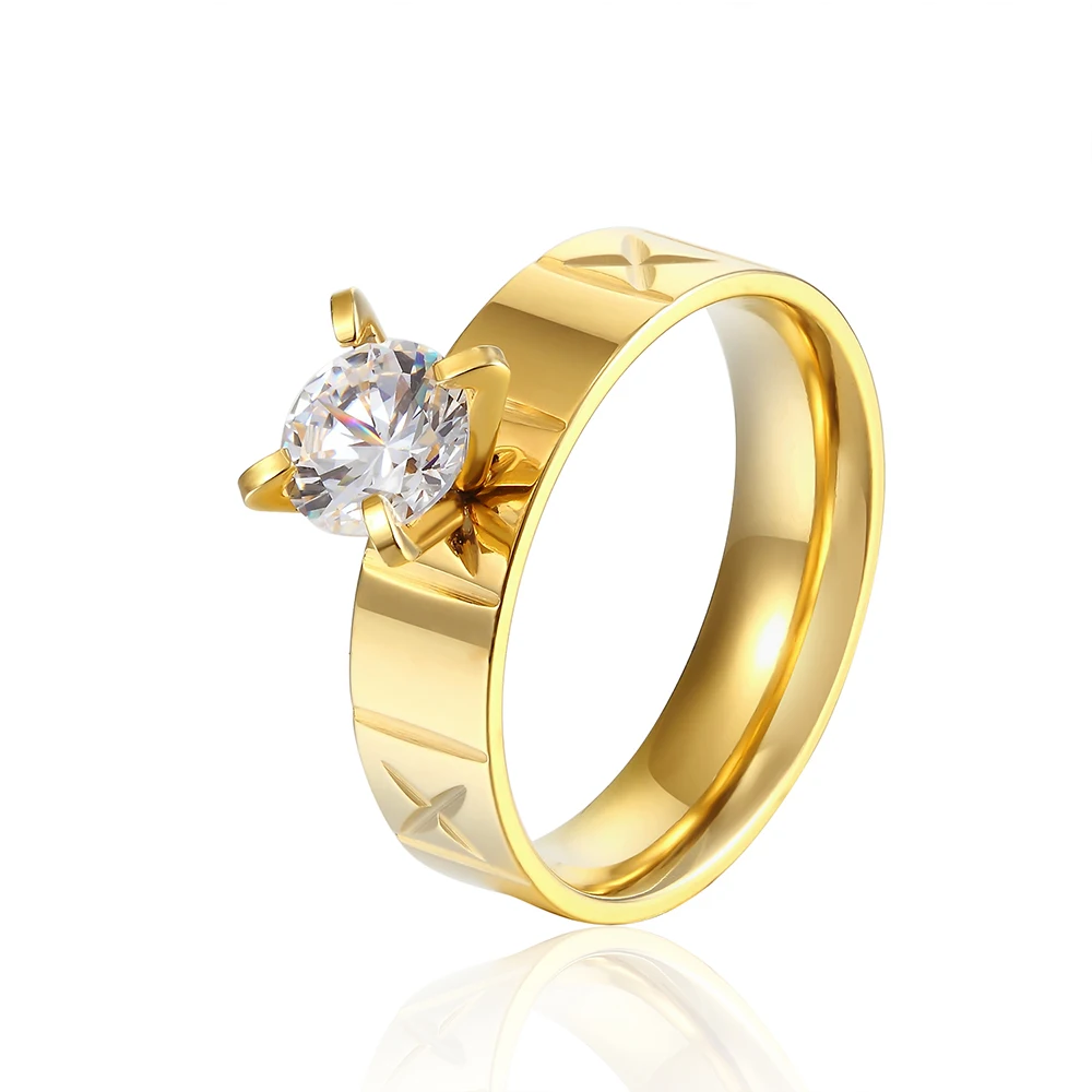 Лидер продаж модное кольцо из нержавеющей стали Цвет золотого цвета с украшением