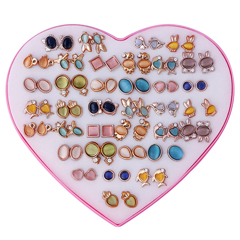 36 пар/лот модные детские серьги с животными для девочек НОВЫЕ геометрические