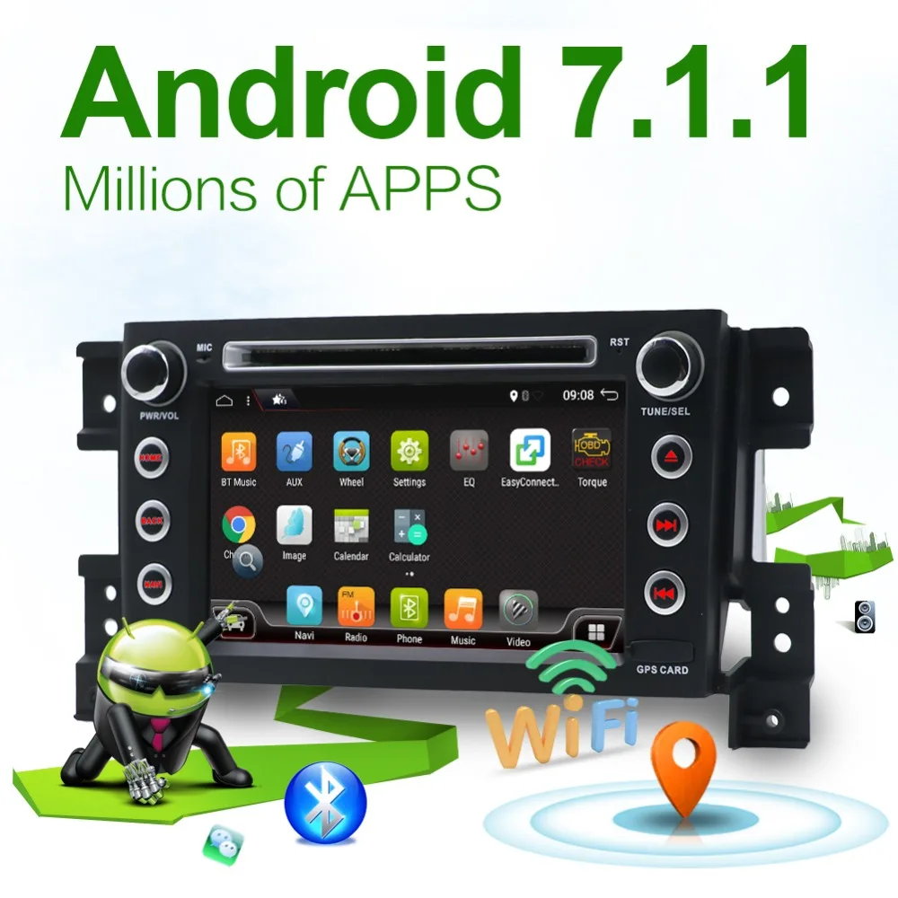 2Din 7 &quotAndroid 1 автомобильный dvd для grand vitara 2007 2013 стерео gps навигация Радио 2G ram USB BT AUX