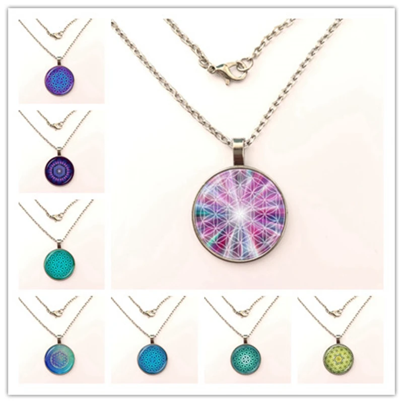 Кулон цветок жизни ожерелье Ом чакра Мандала ювелирные изделия Священная