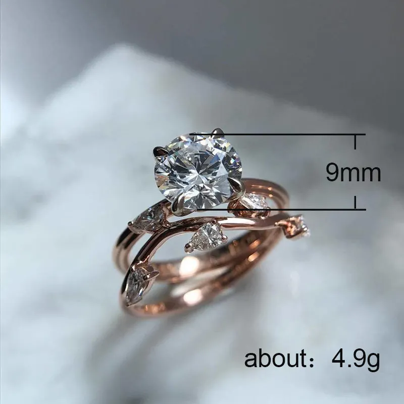 Уникальные женские кольцо розовое золото заполнены 925 Серебряный 2ct AAA cz обещание