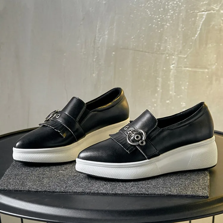 Zorssar/обувь на плоской платформе из натуральной кожи; повседневные женские лоферы без застежки; мокасины; мягкая женская обувь; женская обувь с острым носком