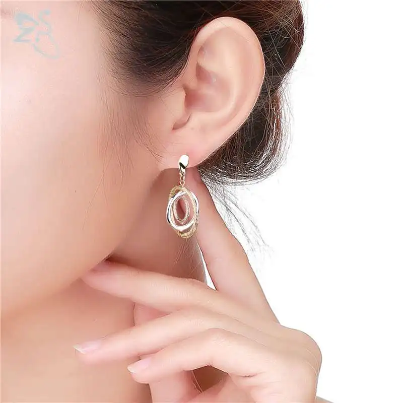 ZS Корейский серьги маленькие круглые для Для женщин золото Цвет Brincos Длинные