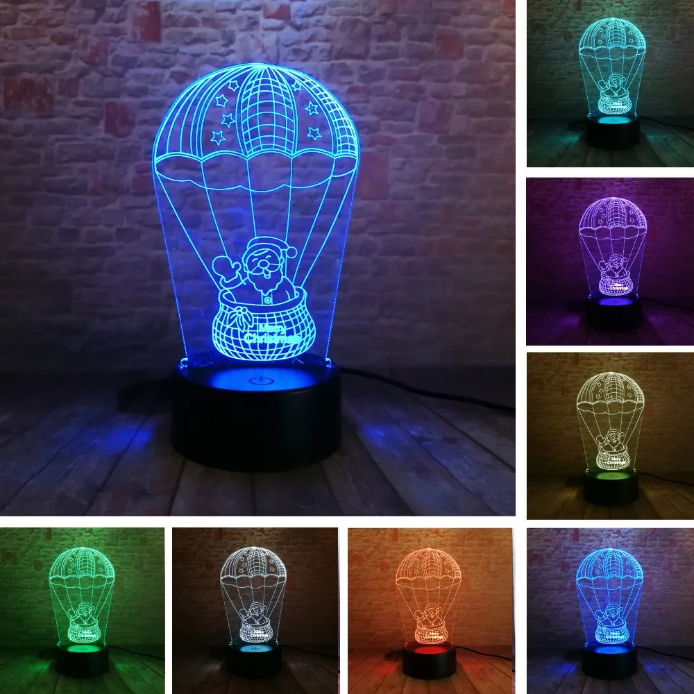 Санта-Клаус под воздушный шар 3D светодиодные ночные светильники красочный