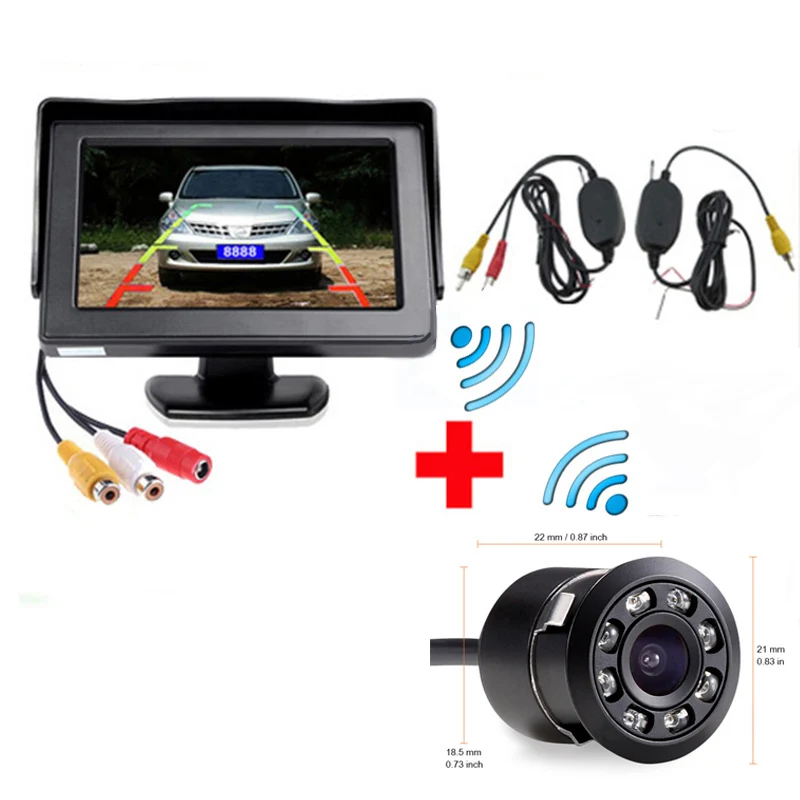 4 3 &quotАвтомобильный TFT ЖК-монитор заднего вида + камера ночного видения 2 ГГц