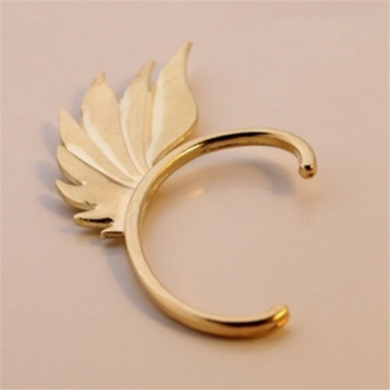 Hot Fashion Single Girl Ear Cuff Earrings 1PC Angel Feather Golden Clips For Women Left Punk Jewelry Gift | Украшения и