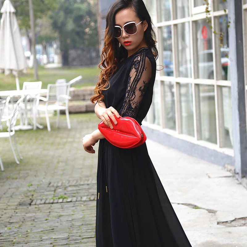 Для женщин пикантные летние кружевное платье длинное Европа Новая мода