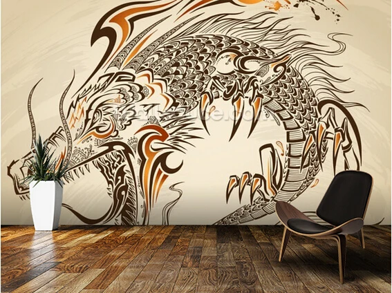 Пользовательские Ретро обои тату дракон 3D для гостиной спальни кухни Настенные