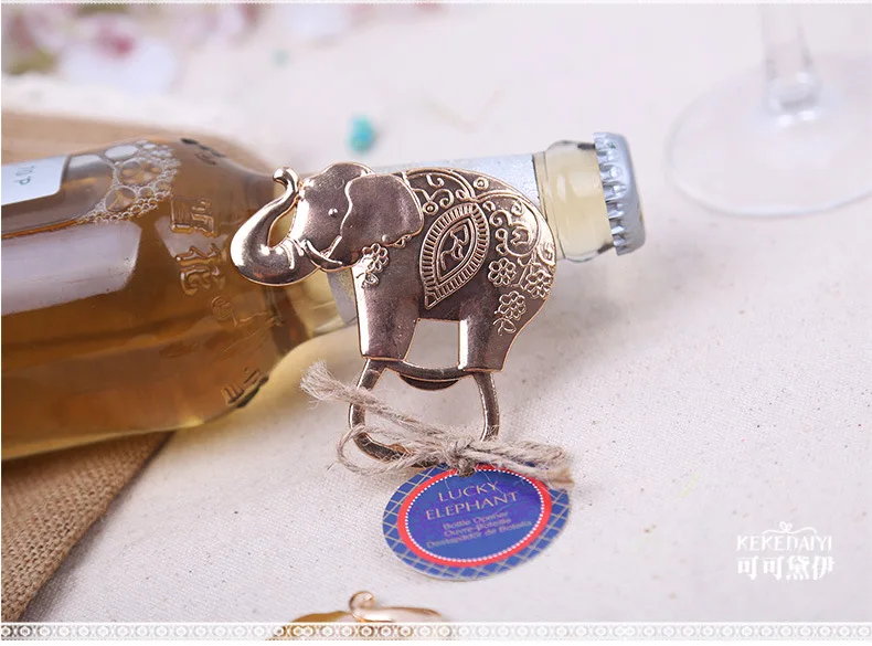 Свадебные сувениры подарки для гостей открывашка бутылок Lucky Golden Elephant подарок на
