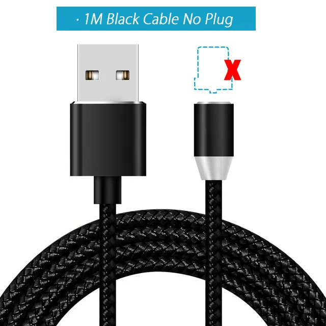 1 м 2 м Micro USB Магнитный кабель usb Тип C шнур для samsung Магнитный кабель соединитель Мобильный USB Кабель зарядного устройства зарядный кабель 2A 2.4A - Тип штекера: Only 1M Black Cable