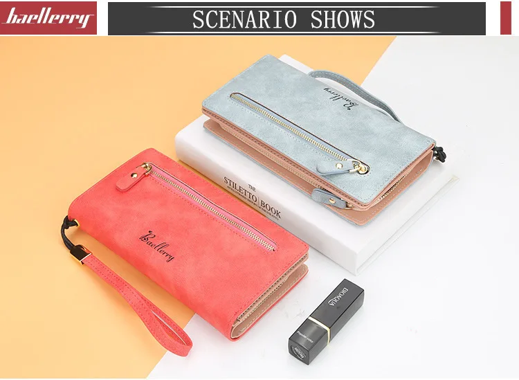 Повседневный Женский кошелек из нубука на молнии, длинный женский кошелек, сумка для телефона, роскошные брендовые кошельки, дизайнерский кошелек, держатель для карт, клатч