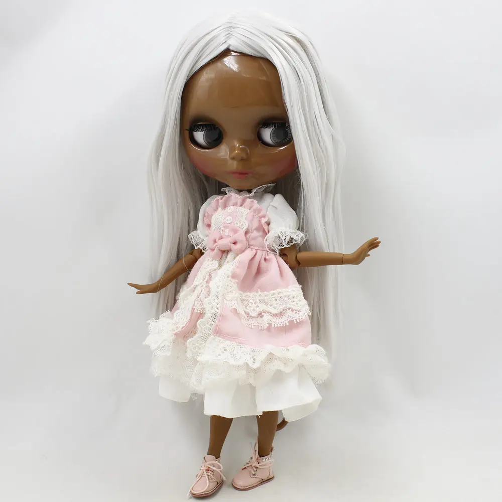 Кукла Blyth ICY DBS № BL1003 серые волосы суставы тела супер черная кожа 1/6 шарнирная