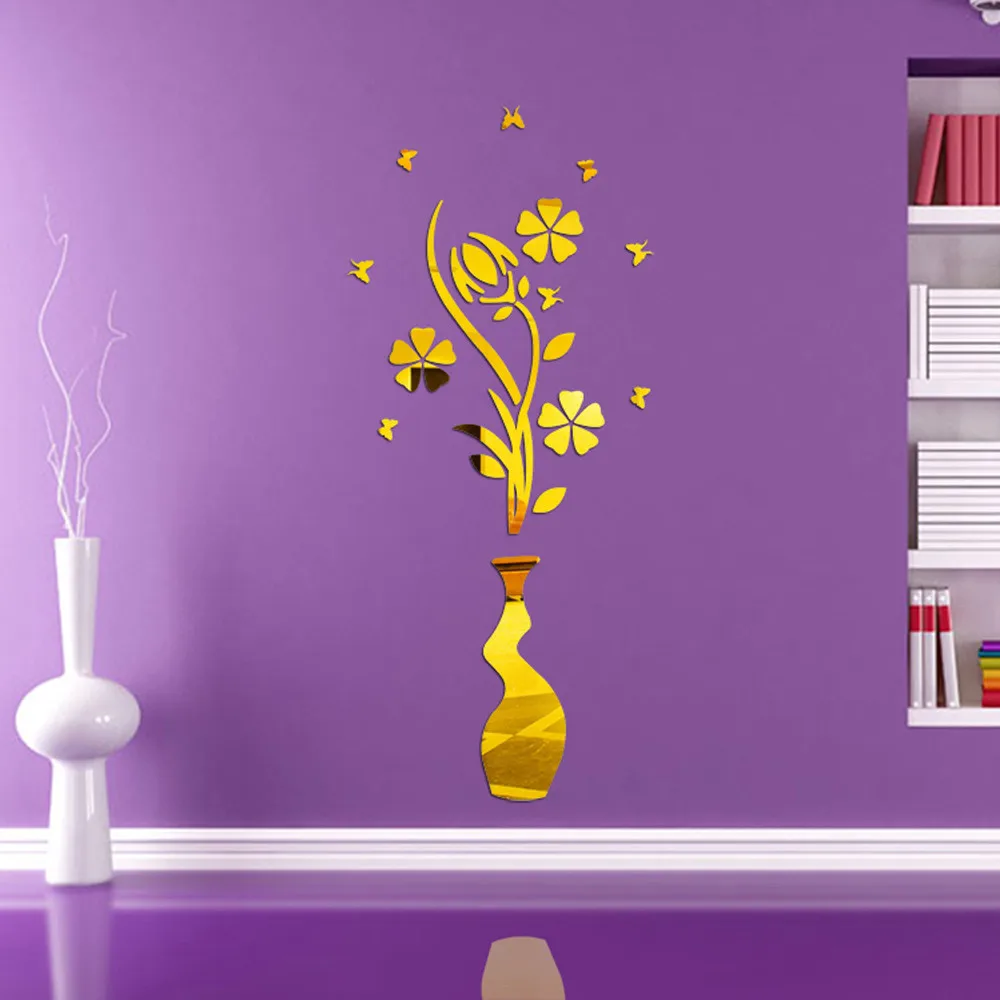 3D ваза Цветочное дерево DIY Съемные художественные виниловые настенные наклейки