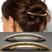 trendy women girls metal gold color silver color plain arc tube big hairgrip hair clips hair accessories