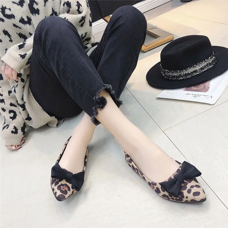 Женская обувь в горошек на плоской подошве женская с леопардовым принтом и