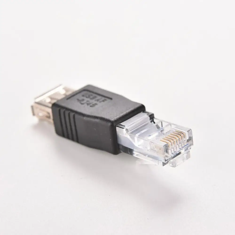 RJ45 мужчина к USB 2 0 AF Женский адаптер Глава Разъем Кристалл ноутбук LAN Сетевой