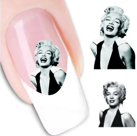 Стильный цветок сливы Мэрилин Монро изображения ногтей Водные Наклейки