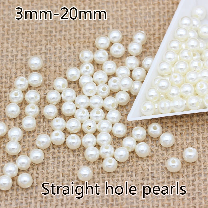 ABS цвета слоновой кости имитация жемчужных бусин 3 20 мм акриловый жемчуг прямой