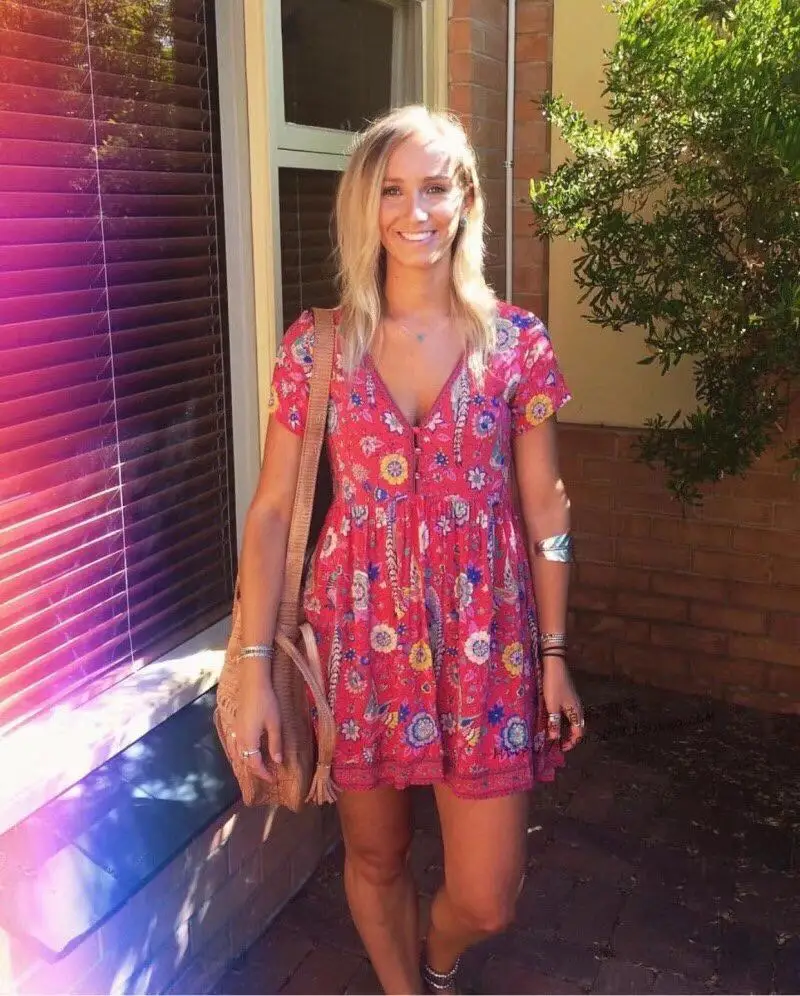 2017 Для женщин красный глубокий v образным вырезом короткий рукав с цветочным