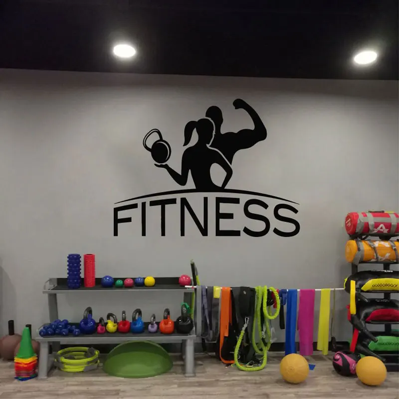 

Fitness club wall, sports, gym wall stickers, muscle dumbbells, wall decals, vinyl stickers living room bedroom decor JSF07