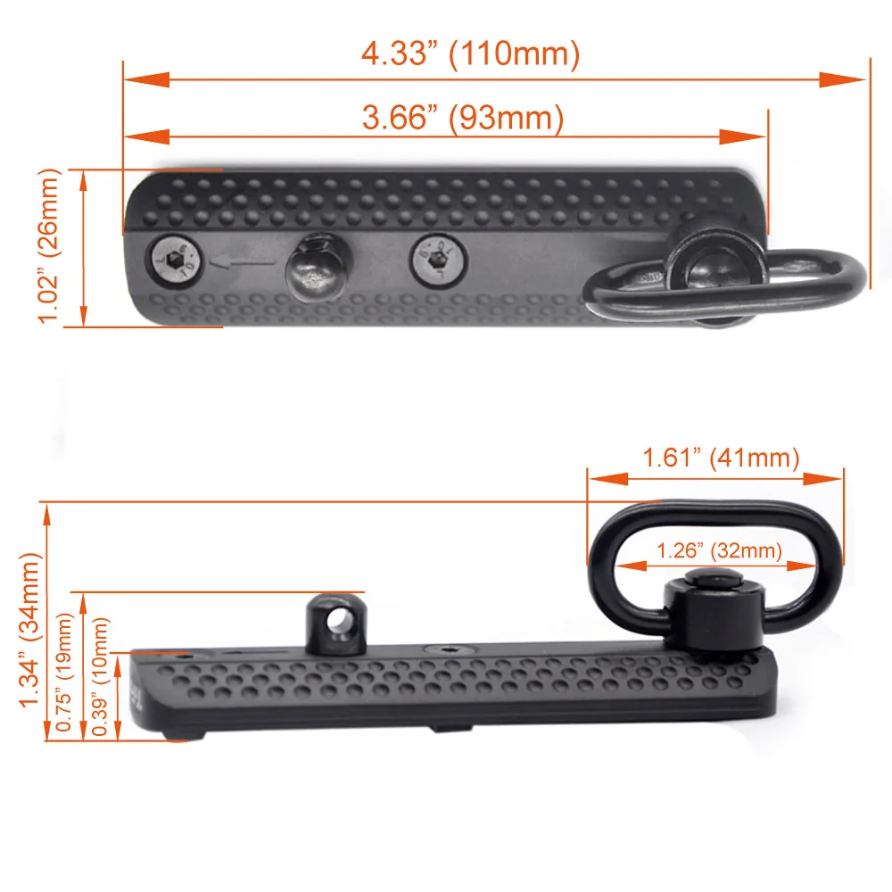 Многофункциональный рельсовый адаптер TriRock с поворотным слингом QD 1,25 ''для Keymod& M-lok Handguard