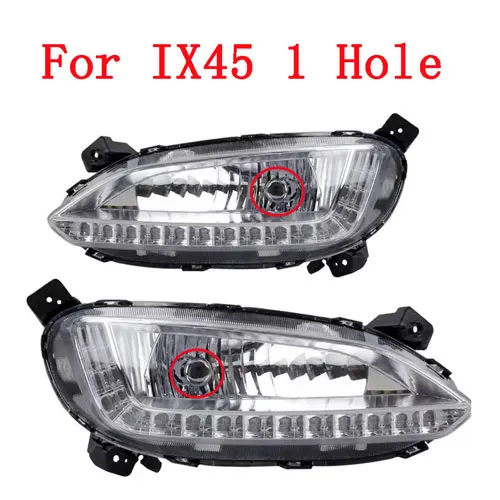 IX45 Santa Fe 1 Hole CAPQX 1 пара передний бампер светодиодный противотуманный светильник для hyundai IX35 IX45 Santa Fe SantaFe 2013- DRL Дневной ходовой светильник - Цвет: IX45 Santa Fe 1 Hole
