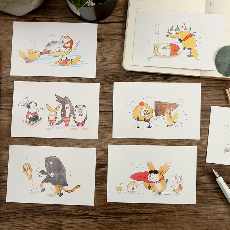 30 шт./кор. животного открытка для друзей стильная футболка с изображением