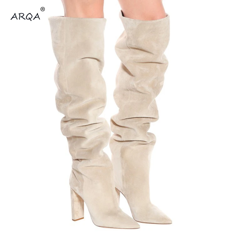 Европейская и американская мода новинка 2019 кожаные женские пикантные сапоги до