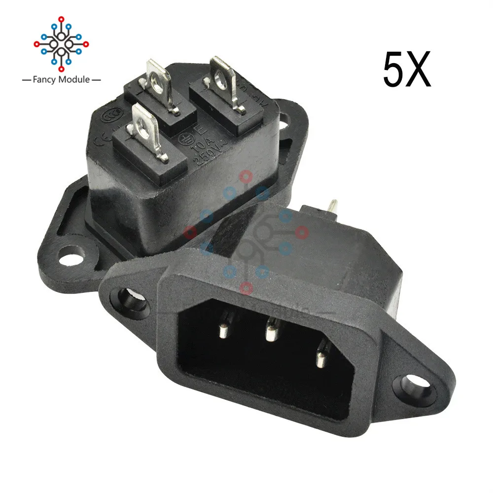 5 шт. AC 250 В 10A IEC 320 C14 разъём для настенного крепления Адаптер Железный сердечник