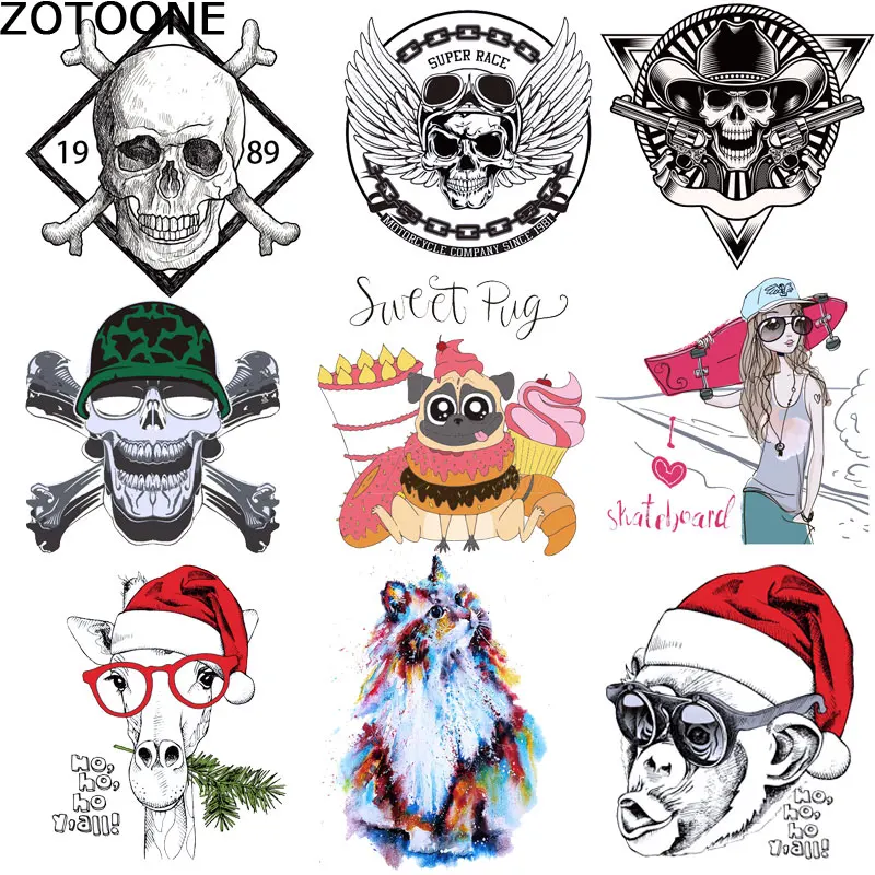 

Cartoon Patches Iron on skull and Frog letters Clothing DIY T-Shirts Applique Washable Heat Transfer Vinyl Stickers patch D