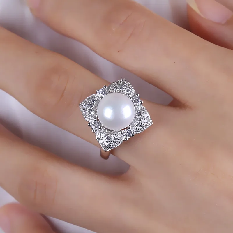 [XF800]Pearl Jewelry Natural Freshwater Pearl Ring 10-11mm Engagement Vintage Wedding Brands Fine Jewlery[J207] | Украшения и