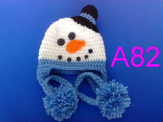 

free shipping,5pcs/lot Baby Snowman Hat, Toddler Hat, Crocheted Snowman Hat Christmas Hat 100% cotton NB-6years