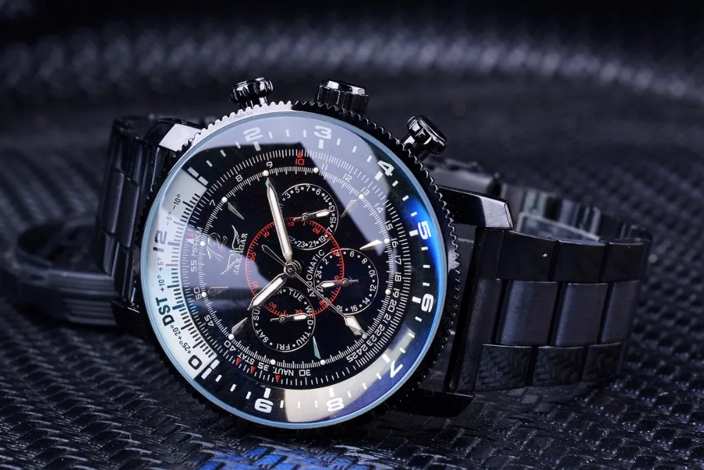 Jaragar Brand Mens Watches Automatic Mechanical Watch 6 Hands Date Sport Clock Stainless Steel Business Wristwatch Relojes Homme
