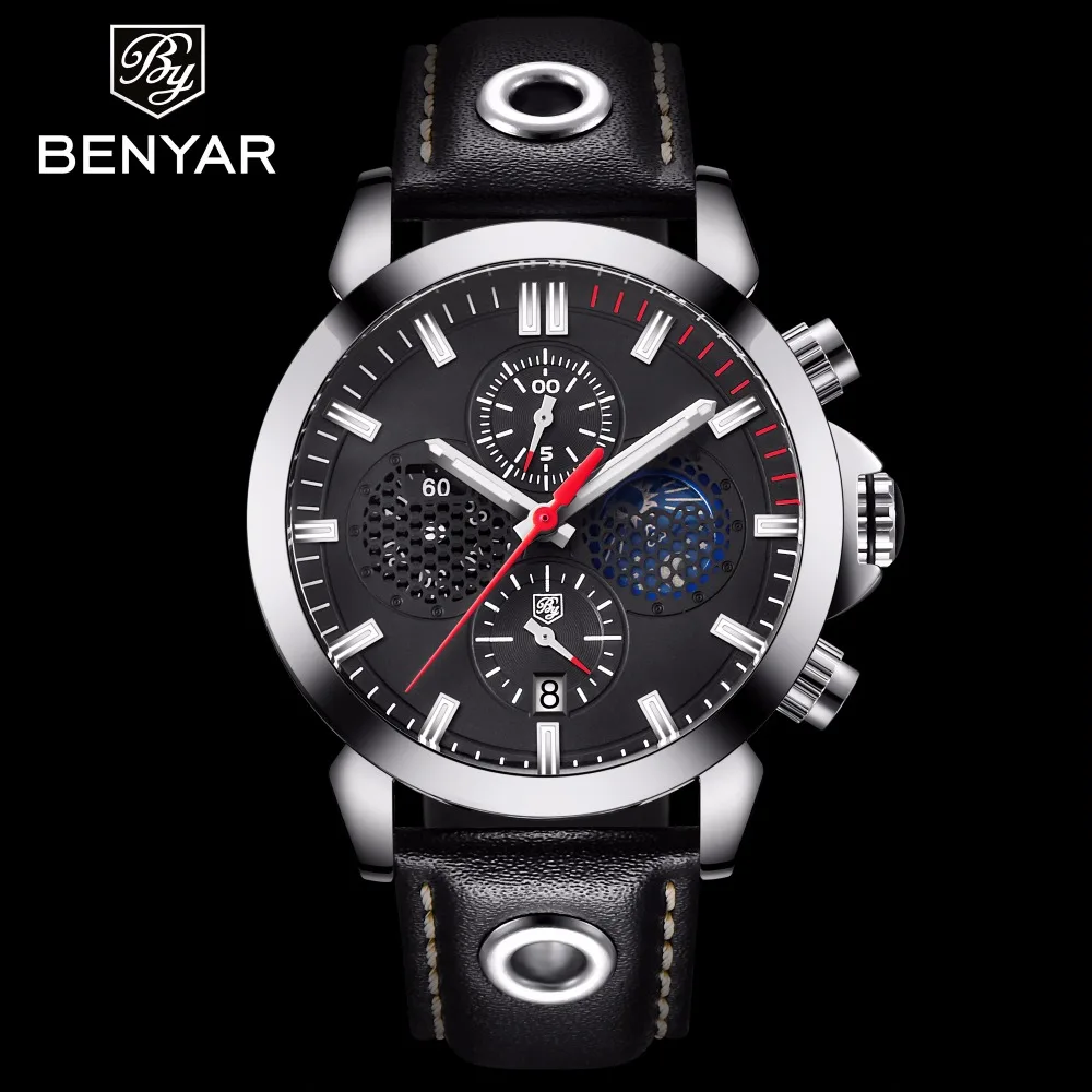 BENYAR дизайн хронограф спортивные мужские часы модный бренд военные водонепроницаемые кварцевые часы Masculino поддержка дропшиппинг