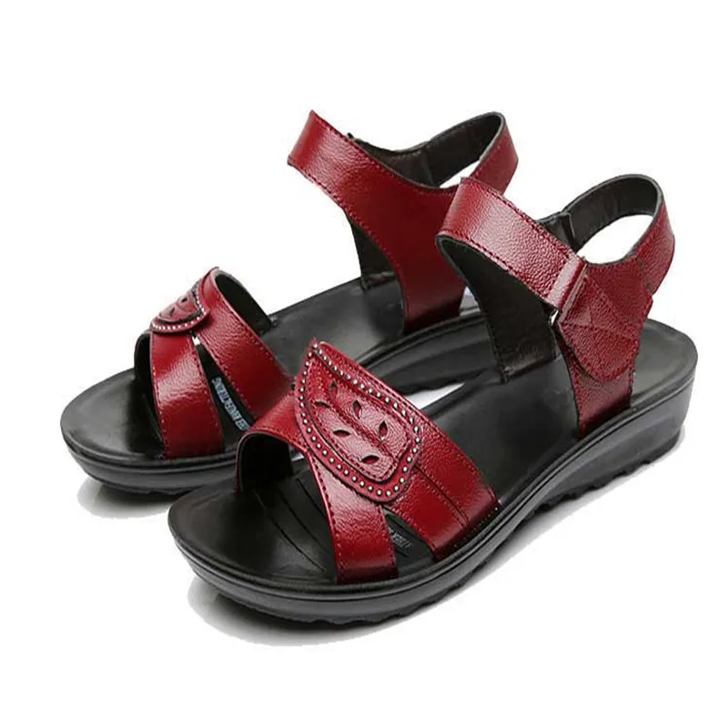 Женские кожаные сандалии с мягкой подошвой на плоской подошве|flat leather sandals|new