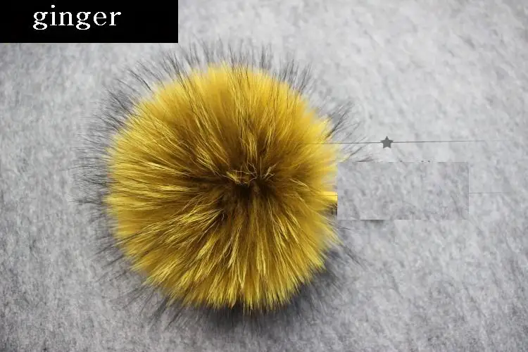 ginger 15 шт./партия, цена, настоящий шарик из меха енота, 14 см, помпон из натурального меха для женщин, Детские Зимние шапочки, помпоны DIY - Цвет: ginger