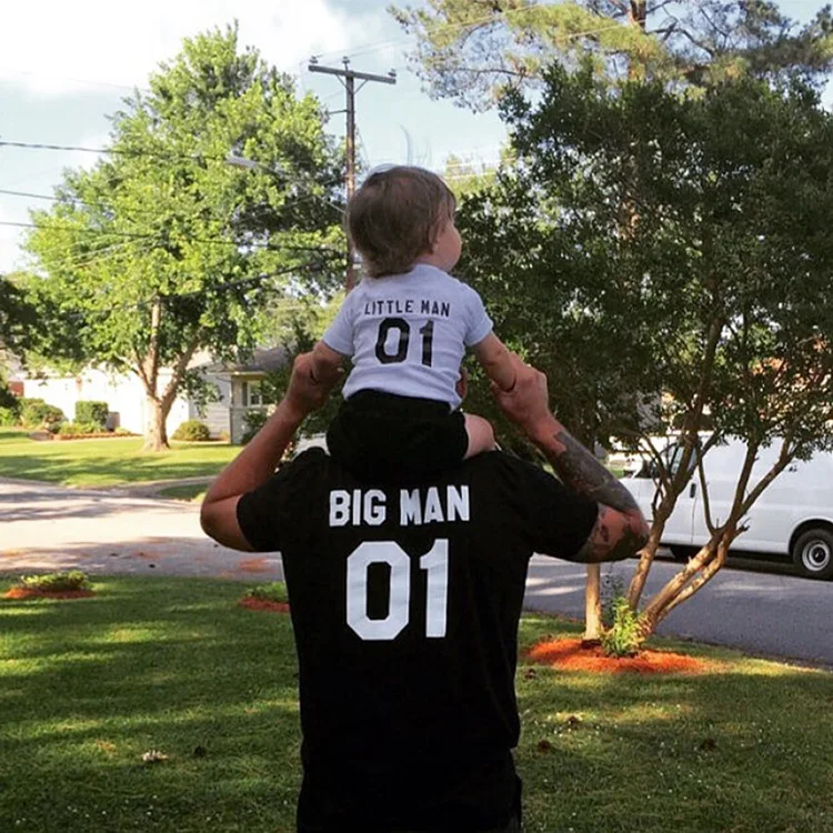 2017 Лето Одежда для папы и сына Комплекты Детская рубашка BIG MAN Little Man футболки