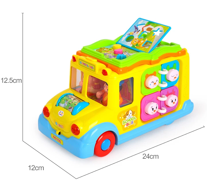 

Children Electric School Bus Music Car Including 8 Games & Animal Calls Early Educational Puzzle Toys for Children