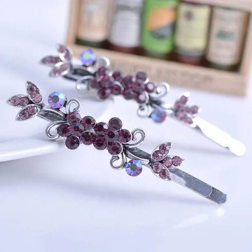 2PCS Retro Flower Hair Jewelry High Quality Crystal Rhinestone Hairpin Clip For Women |