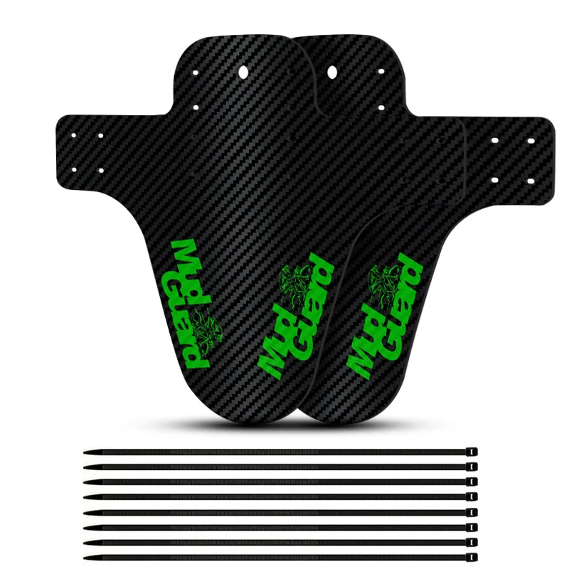 2 pcs green Новинка, аксессуары для горного велосипеда, брызговик, 3D углеродное волокно, Twill, велосипедный горный велосипед, крылья, задние брызговики, крылья для шоссейного велосипеда - Цвет: 2 pcs green