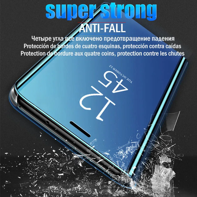 Hussain умный зеркальный чехол для телефона samsung Galaxy A5 A6 A7 A8 Plus S10 Lite S10 9 8 Plus S7 6 Edge прозрачный вид откидная крышка