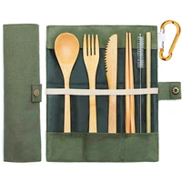 bamboo travel utensils sustainable bamboo cutlery set reusable knifeforkspoonbiodegradable straws chopsticks zero waste wrap