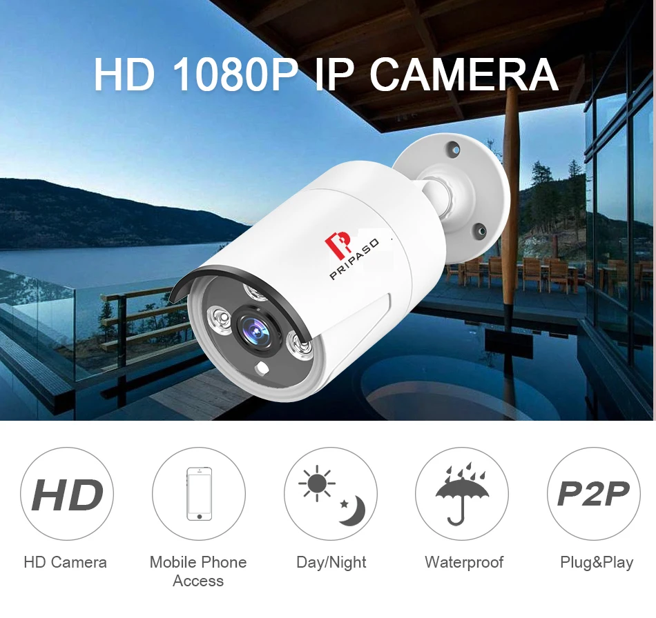 Ip-камера безопасности POE, 2 упаковки, 1080 P, уличная камера ночного видения, CCTV камера ONVIF, камера обнаружения движения