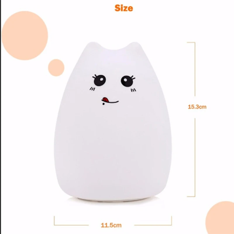 Многоцветный мягкий силиконовый мультяшный персонаж милый кот ночник сенсорный