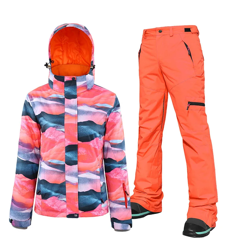 Jacket and orange SEARIPE зимний лыжный костюм женский высококачественный лыжный жакет+ брюки зимний теплый водонепроницаемый ветрозащитный лыжный Сноубординг женский лыжный костюм s - Цвет: Jacket and orange
