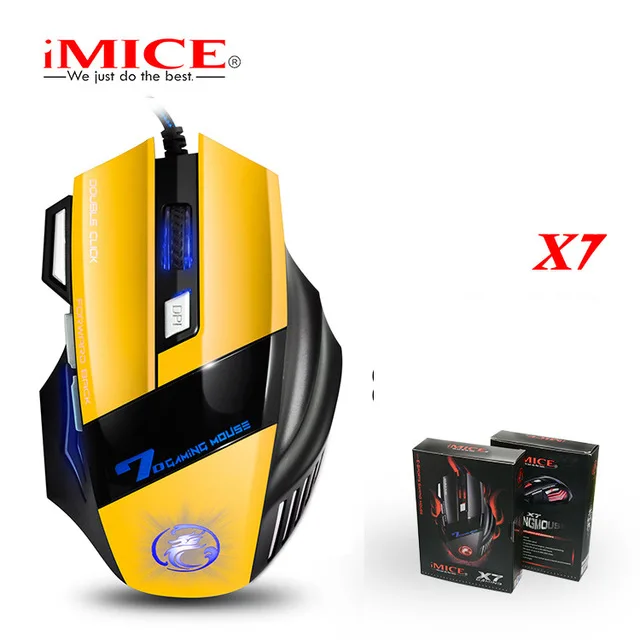 yellow Профессиональная Проводная игровая мышь 5500 dpi Mause 7 кнопок кабель USB светодиодный оптический геймер мышь для ПК Компьютерные игры мыши X7 - Цвет: yellow