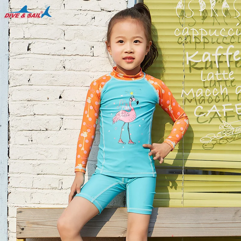 Детский купальник Rashguard из двух предметов, купальник с длинным рукавом для плавания, костюм для девочек, Rashguard, бикини, Детские купальники для купания