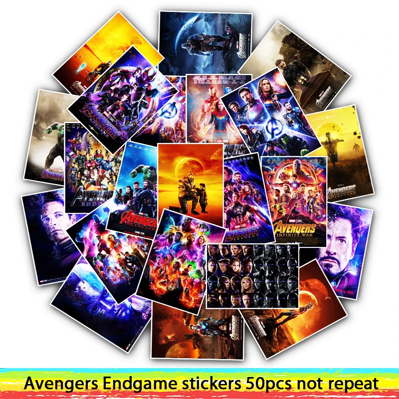 E142 143(50PCS) 50 шт. Фильм Мстители эндшпиль наклейка s персонаж наклейка для DIY багаж ноутбук скейтборд мотоцикл телефон наклейка - Цвет: E142 143(50PCS)