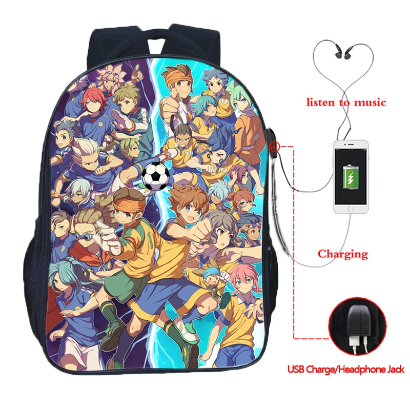 Рюкзак Inazuma Eleven Go для мужчин и женщин красивая школьная сумка с USB-зарядкой